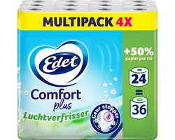 Product afbeelding van Edet toiletpapier - Comfort plus met luchtverfrisser - 3-laags - 24 maxi rollen