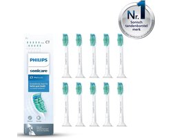 Product afbeelding van Philips Sonicare C1 ProResults Opzetborstels - wit - 10 stuks - HX6010/32