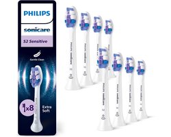 Product afbeelding van Philips Sonicare S2 Optimal Sensitive opzetborstels - wit - 8 stuks - HX6058/87