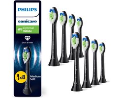 Product afbeelding van Philips Sonicare W2 Optimal White opzetborstels - 8 stuks - zwart - HX6068/88