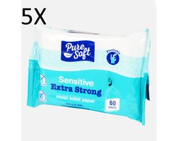 Product afbeelding van Vochtig toiletpapier Bio-flush - 300 velletjes (5 x 60) - met Aloe Vera