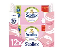 Product afbeelding van Scottex vochtig toiletpapier - sensitive - parfumvrij - 456 doekjes