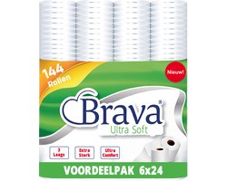 Product afbeelding van Brava Toiletpapier Ultra Soft - 144 rollen - 3 laags
