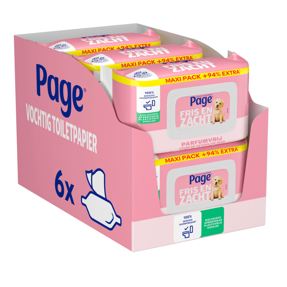 Product afbeelding van Page vochtig toiletpapier Sensitive Maxi - 444 vellen