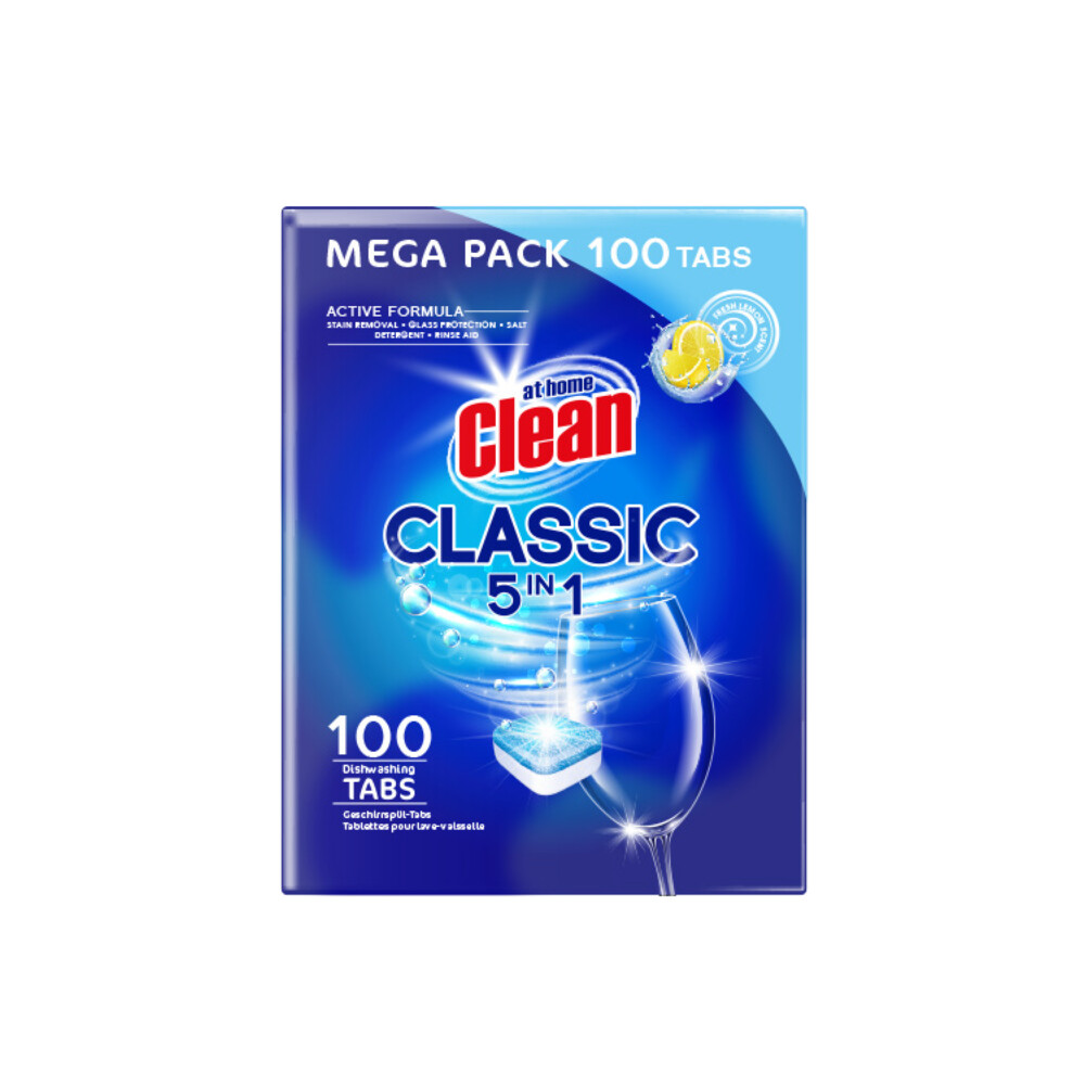 Product afbeelding van At Home vaatwastabletten 5-in-1 Classic Citroen - 300 vaatwastabletten
