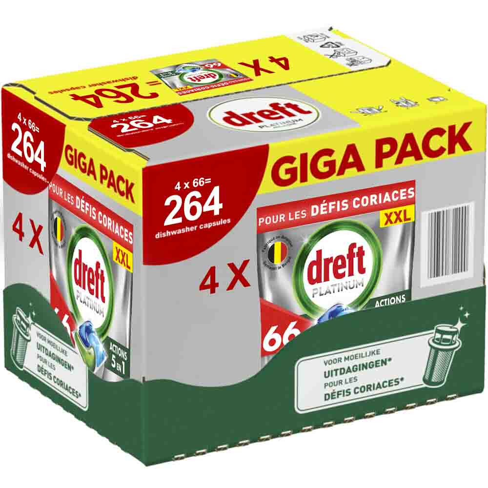 Product afbeelding van Dreft Platinum All In One vaatwastabletten - Original - 264 vaatwastabletten