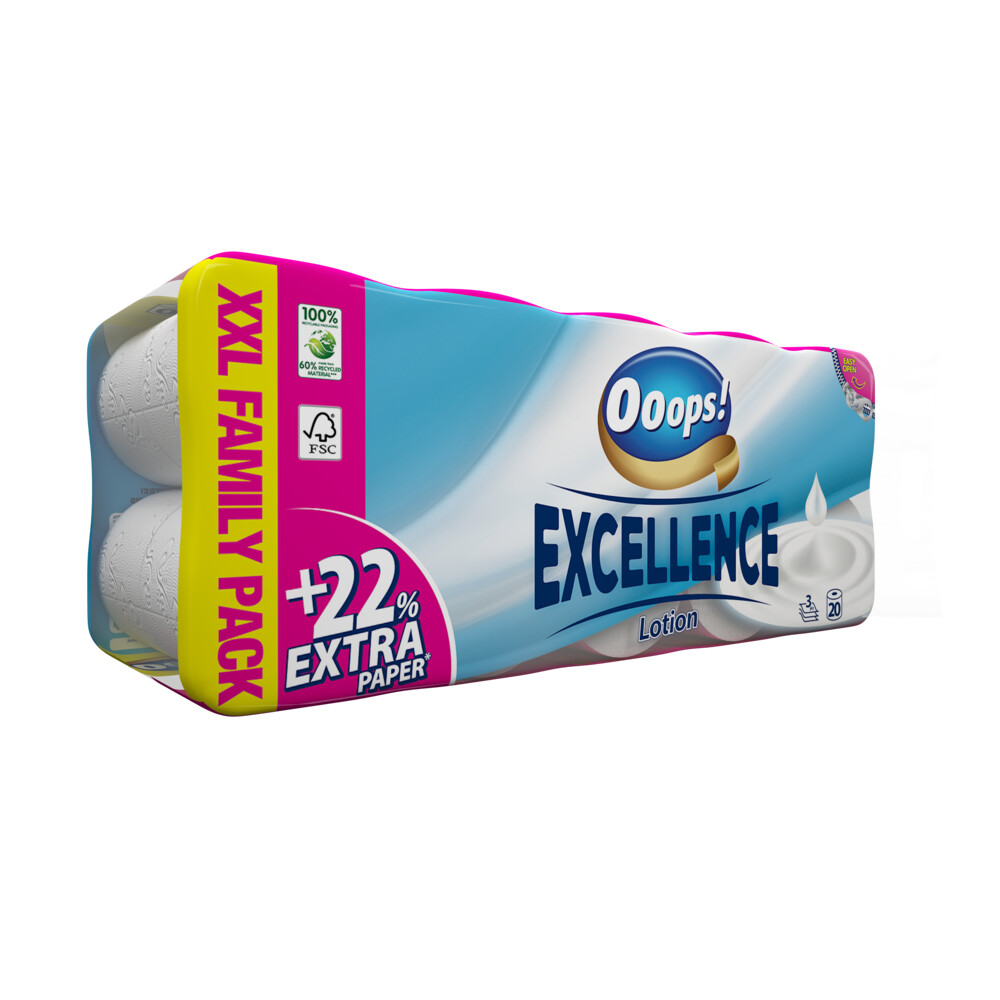 Product afbeelding van Ooops! Toiletpapier Excellence Lotion - 3-laags - 60 rollen