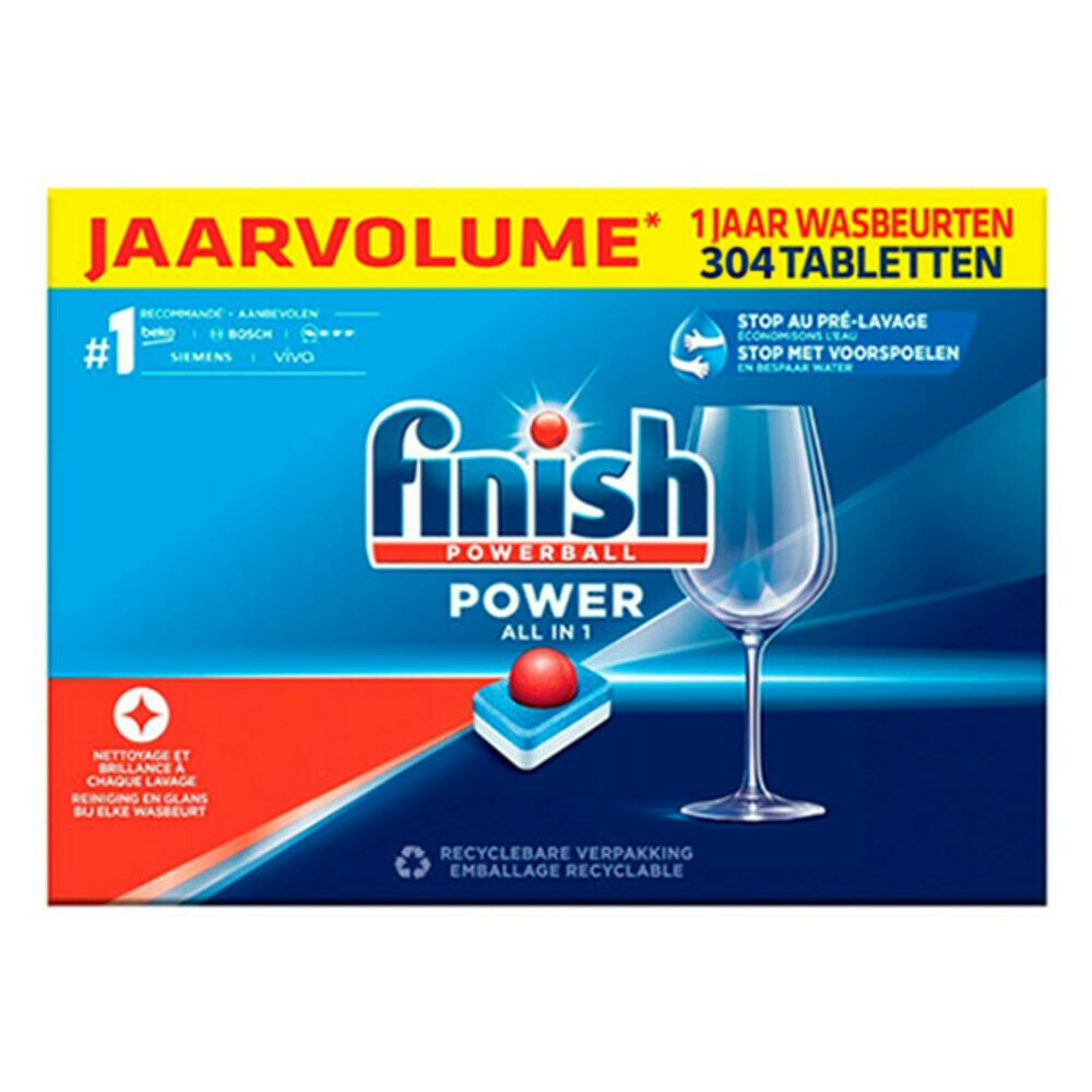 Product afbeelding van Finish Power All-in-1 Regular vaatwastabletten - 304 vaatwastabletten