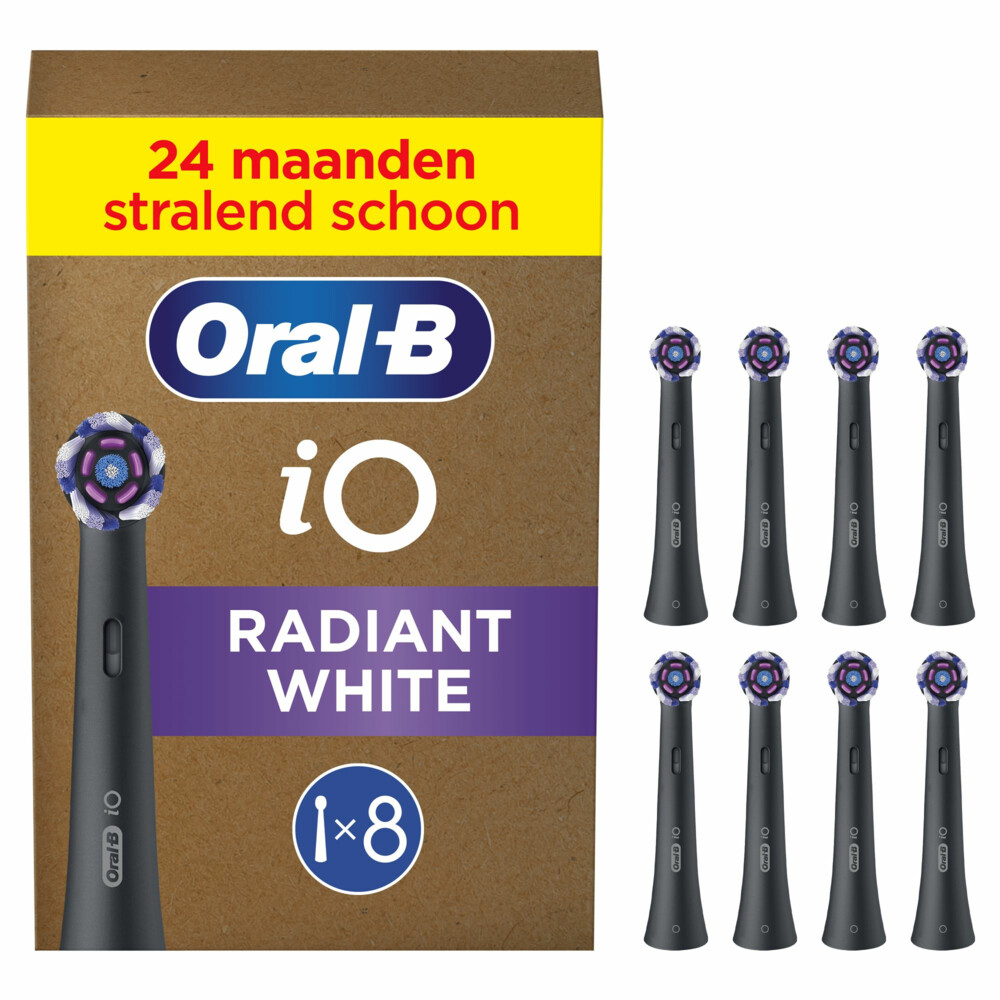 Product afbeelding van Oral-B iO Radiant White Zwart opzetborstels - 8 stuks