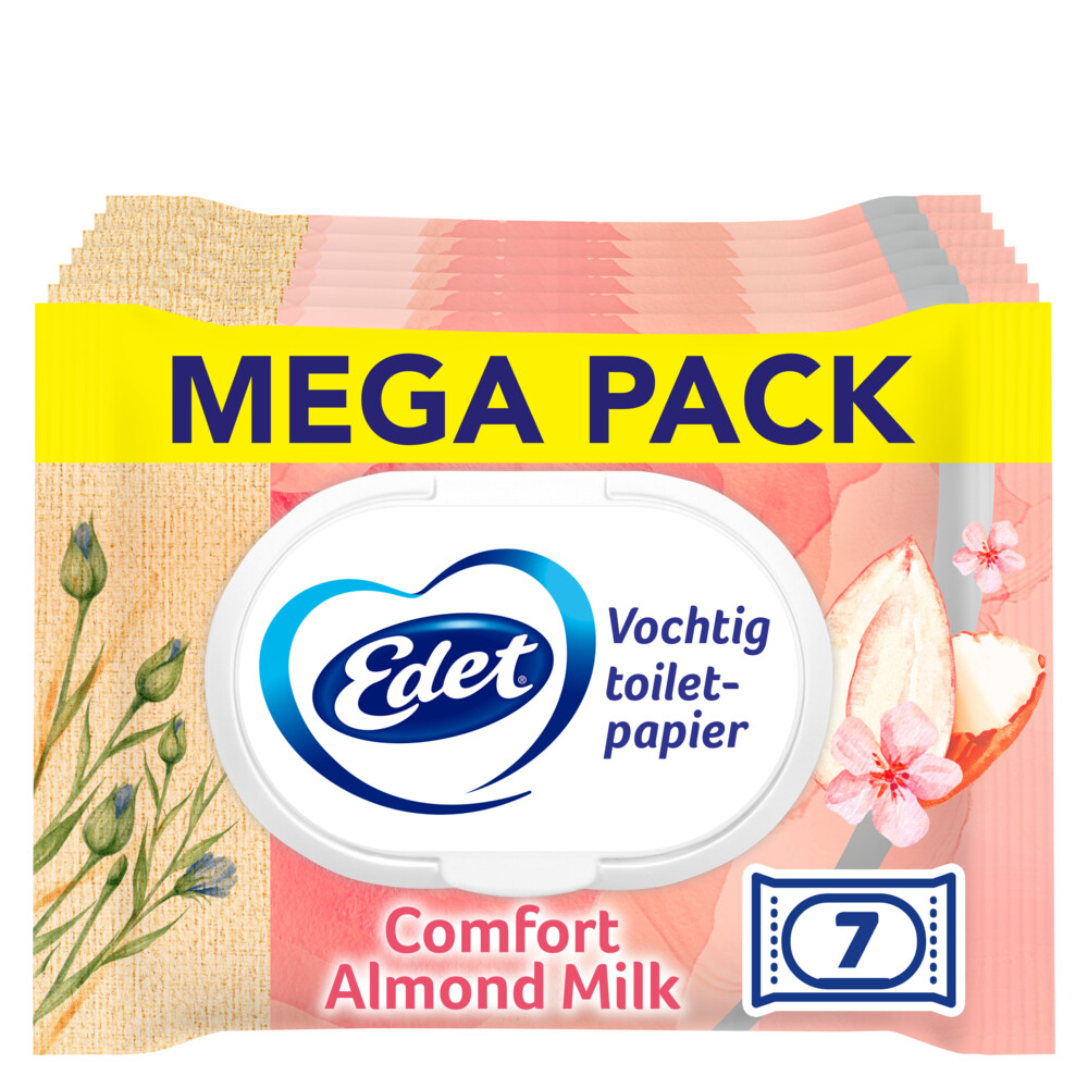 Product afbeelding van Edet vochtig toiletpapier - amandel - 294 velletjes