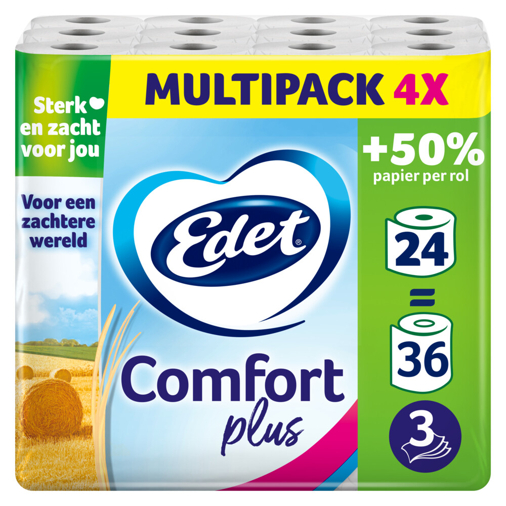 Product afbeelding van Edet toiletpapier - Comfort plus - 3-laags - 36 rollen