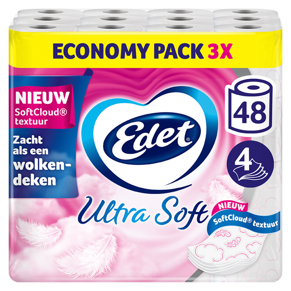 Product afbeelding van Edet toiletpapier - Ultra soft - 4-laags - 48 rollen